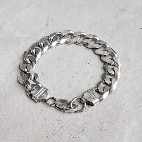 Vintage Sterling Silver Cuban Bracelet 8.5